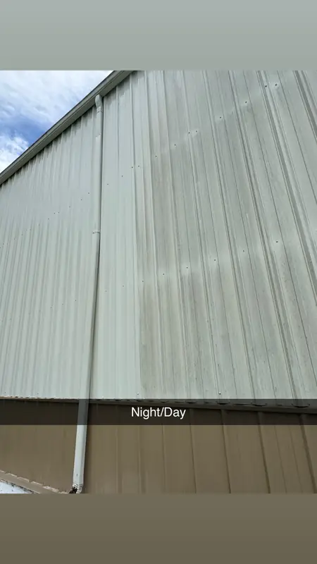 Half-washed wall — the clean line — Ray-Nor-Shine Pro Wash job photo